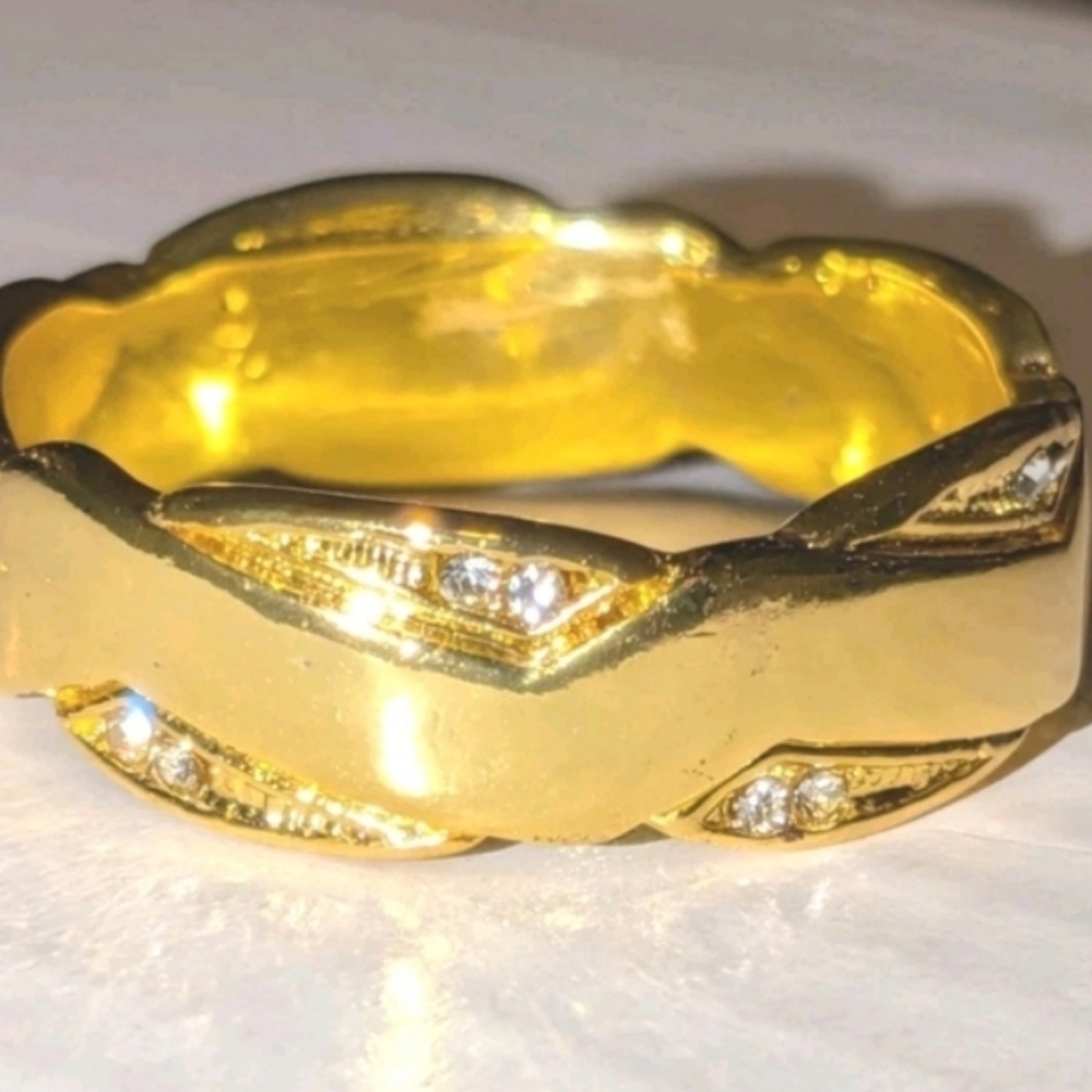 Elegant Mens Gold Plated Ring Sz 13